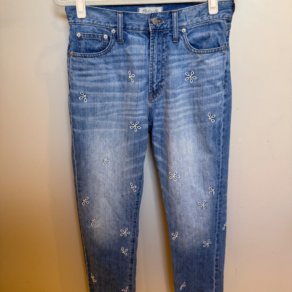 Madewell Women's Blue Embroidered Daisy Jeans